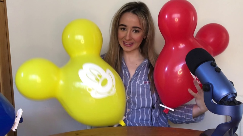 ASMR can I blow up Mickey Mouse balloon ears without breaking them (taps, crunch, squeeze,