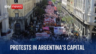 Protests take place in Buenos Aires after President Milei’s drastic economic measures