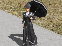 AH People 1880s Female 7 blck umb walking