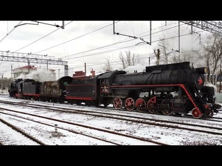 Паровозы Л-3114 и СО18-2018, Обухово (в сторону Рыбацкого), г.СПб, г. (4K UHD)