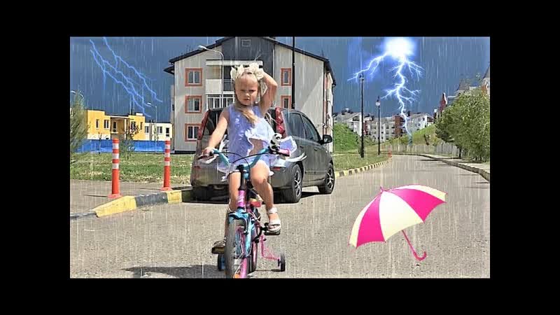 Alice pretend play on Playground with slides and swings for kids and ABC