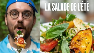 La salade que je vais manger tout l’été ! (pêches grillées, tomates, ricotta, etc.) 🍑🍅☀️