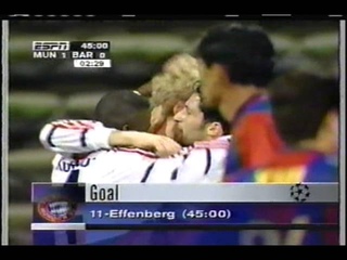 1998 October 21 Bayern Munich Germany 1 Barcelona Spain 0 Champions League