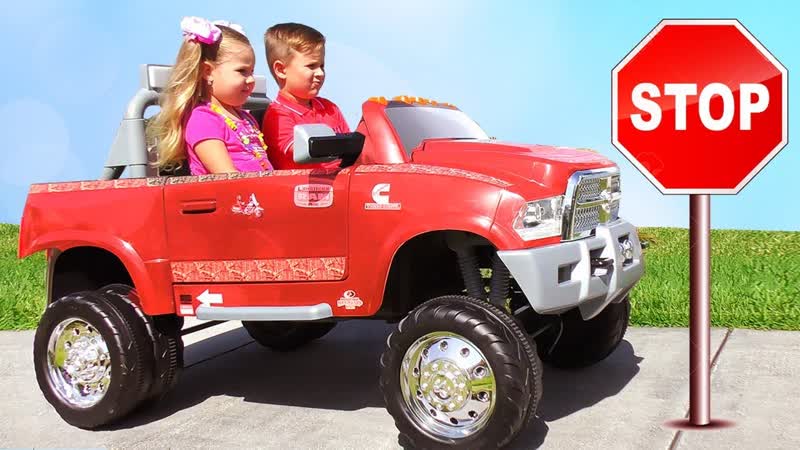 Roma and Diana Ride on Toy Car and pretend play with Toy